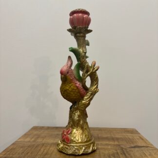 Kandelaar Vogel Roze Polyresin