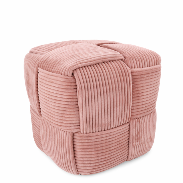 Decoratieve Poef Ribstof Oud Roze