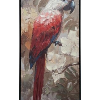 Canvas Olieverf Schilderij Rood/Witte Papegaai Rechts Kijkend